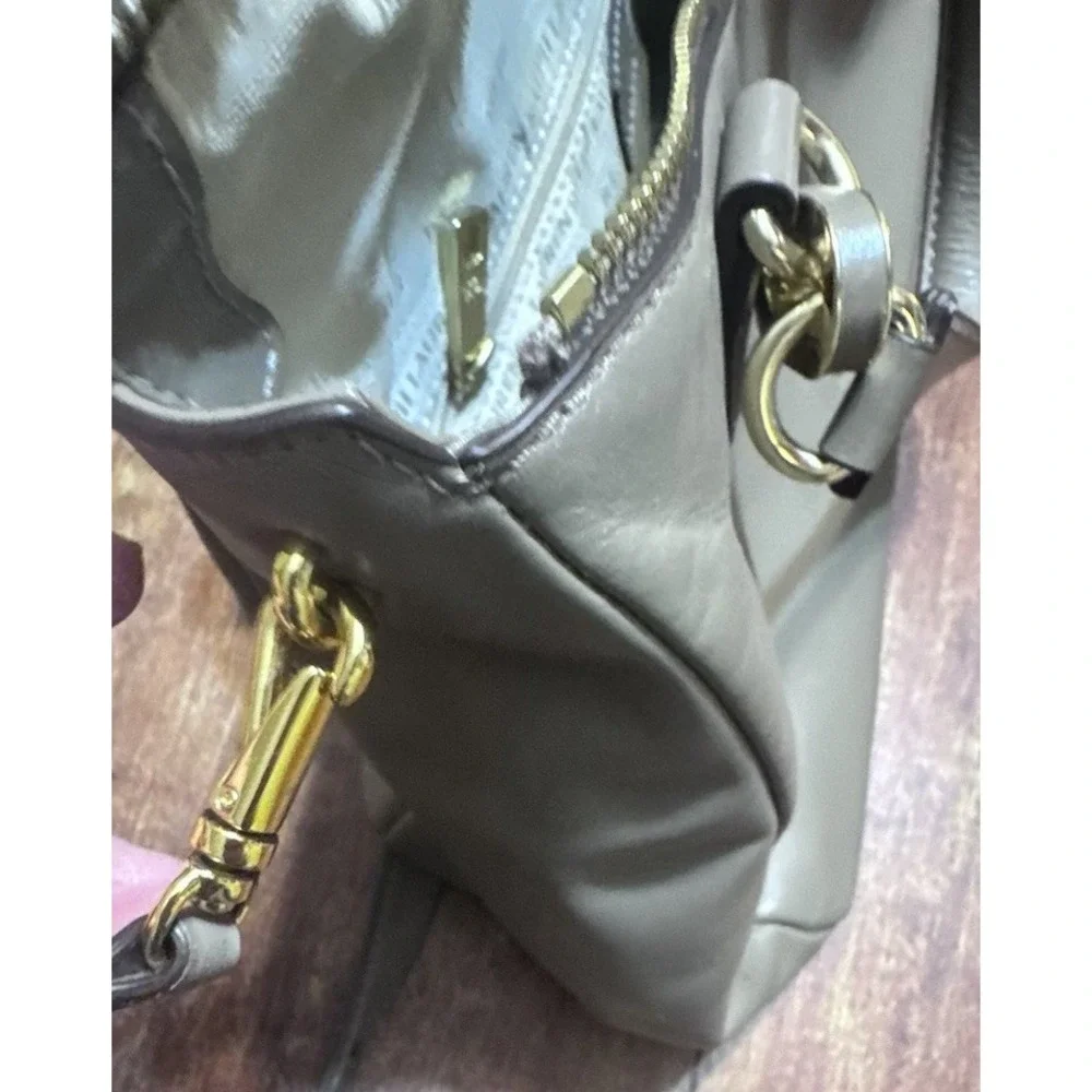 Lauren Ralph Lauren Bramfield Carlene Satchel Bag Beige Supple Leather‎ Gold HW